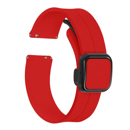 Omax 22 MM Red Magnetic Folding Clasp Silicone Strap Smart Watch Replacement Band Universal Strap Compatible with All Brands Watch FSS10-RD-22-BK