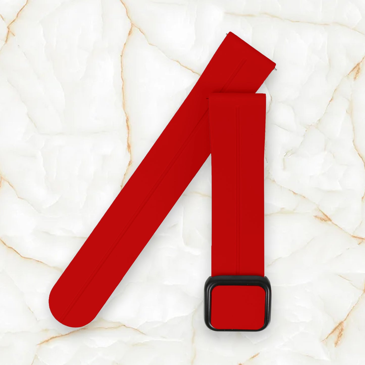 Omax 22 MM Red Magnetic Folding Clasp Silicone Strap Smart Watch Replacement Band Universal Strap Compatible with All Brands Watch FSS10-RD-22-BK