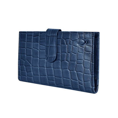 Boshek Blue Croco Leather Womens Clutch - FWL101