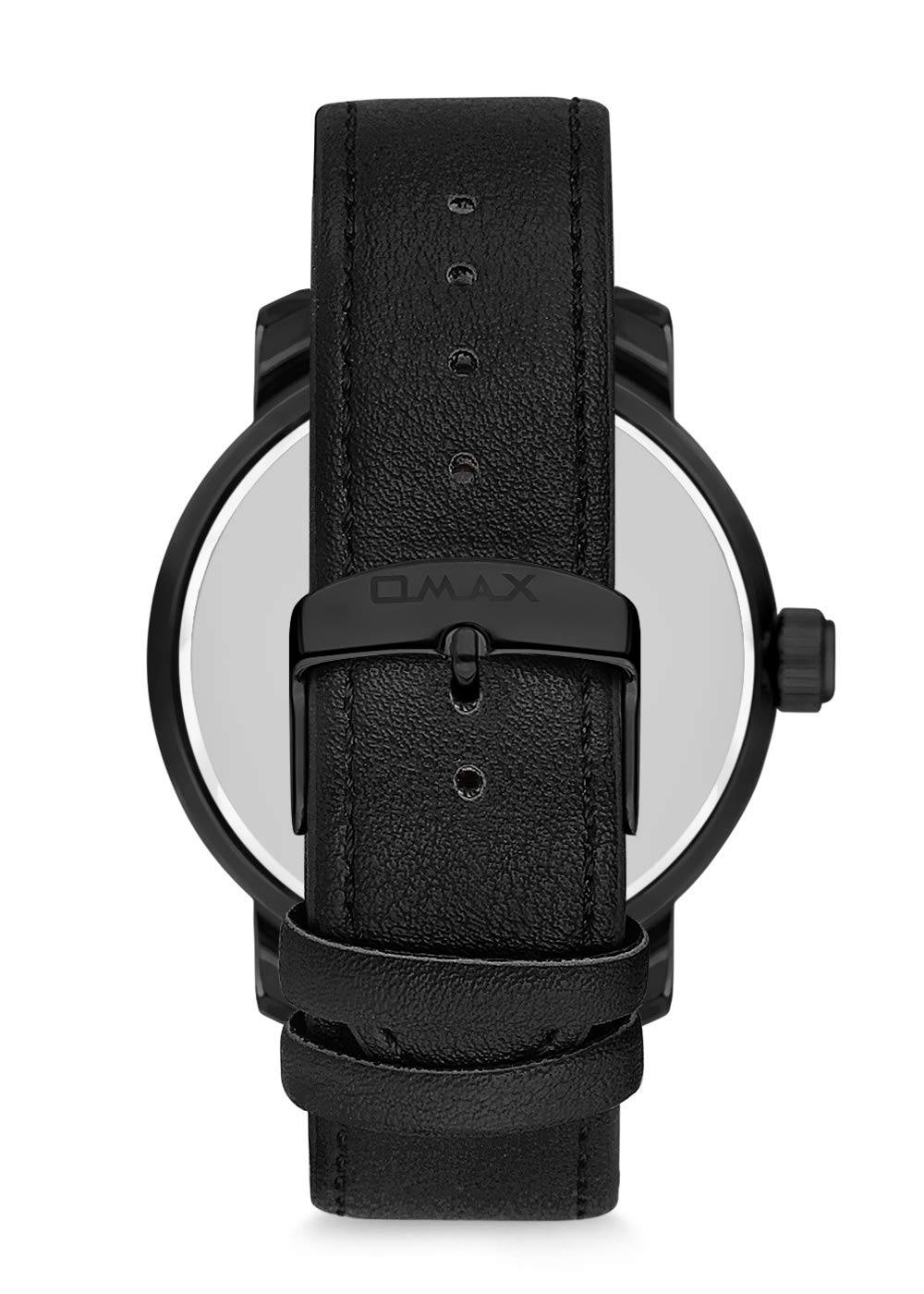 Omax Black Analog Dial Purple Index With Black Genuine Leather Strap Watch for Men GX18M22U