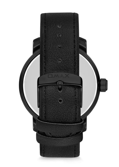Omax Black Analog Dial Purple Index With Black Genuine Leather Strap Watch for Men GX18M22U
