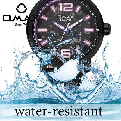 Omax Black Analog Dial Purple Index With Black Genuine Leather Strap Watch for Men GX18M22U