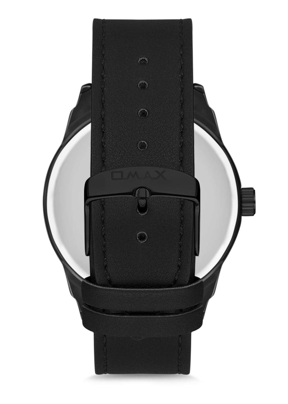Omax Analog Black Dial Black Leather Strap Watch with Rose Gold Index - GX29M22O