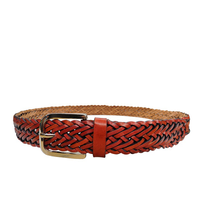 Omax Tan  Genuine Leather Premium Braided  Belts for men BLTBTL025