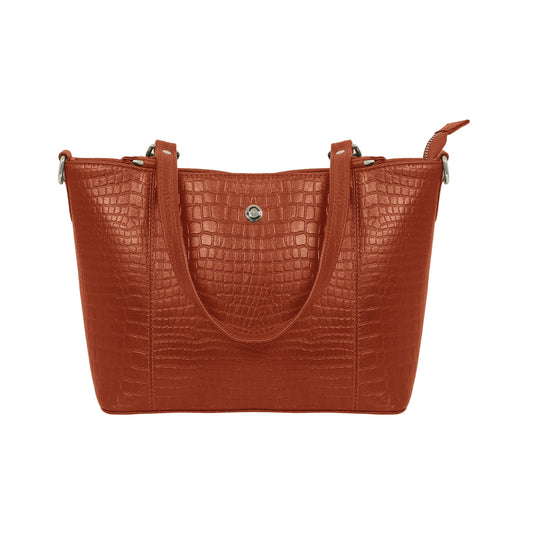 Omax Tan Croco Genuine Leather Meduim Tote Handbag for Women LTHRL7