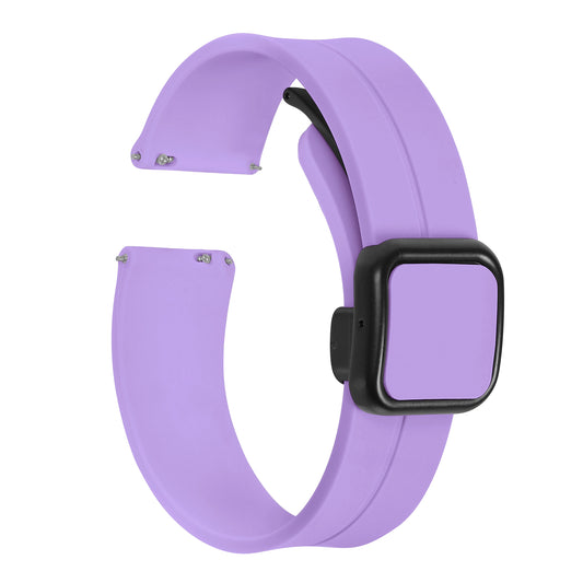 Omax 22 MM Purple Magnetic Folding Clasp Silicone Strap Smart Watch Replacement Band Universal Strap Compatible with All Brands Watch FSS10-PE-22-BK