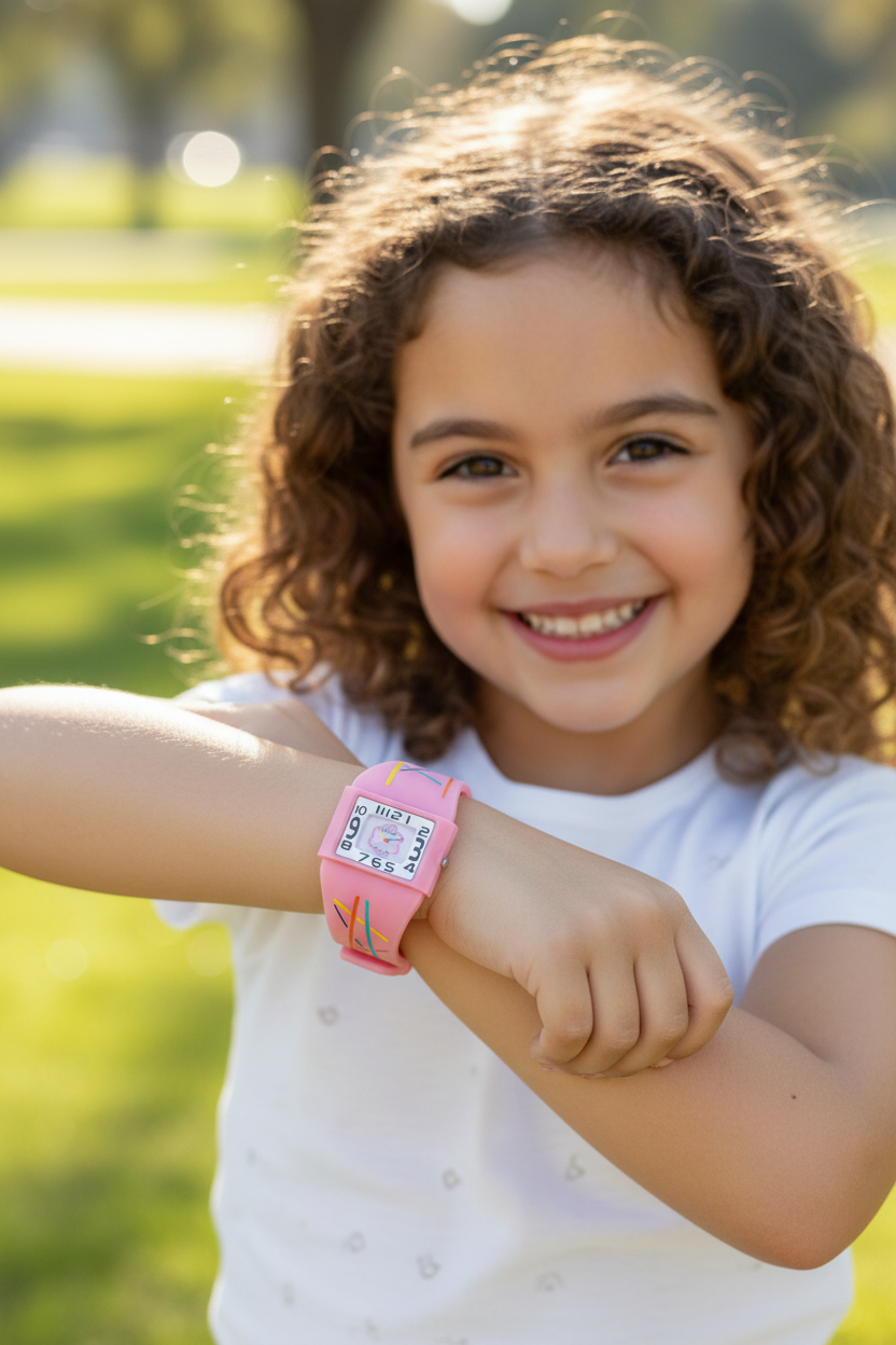 Omax Kids Analog Square Dial Watch White & Pink - KD148