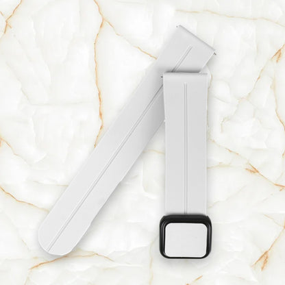 Omax 22 MM White Magnetic Folding Clasp Silicone Strap Smart Watch Replacement Band Universal Strap Compatible with All Brands Watch FSS10-WT-22-BK