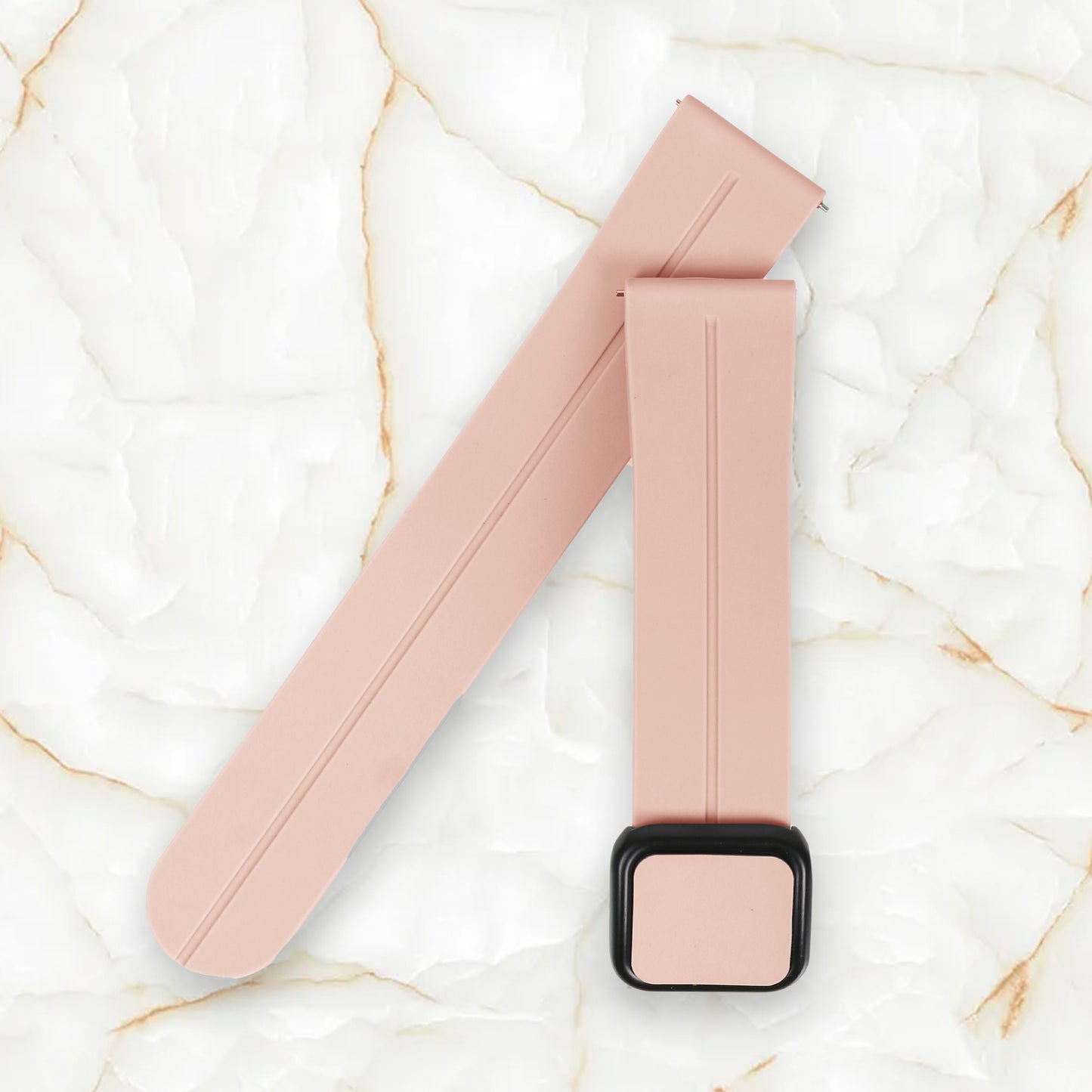Omax 22 MM Pink Magnetic Folding Clasp Silicone Strap Smart Watch Replacement Band Universal Strap Compatible with All Brands Watch FSS10-PK-22-BK