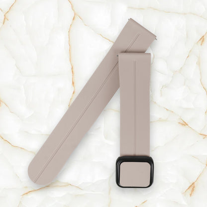Omax 22 MM Beige Magnetic Folding Clasp Silicone Strap Smart Watch Replacement Band Universal Strap Compatible with All Brands Watch FSS10-BE-22-BK