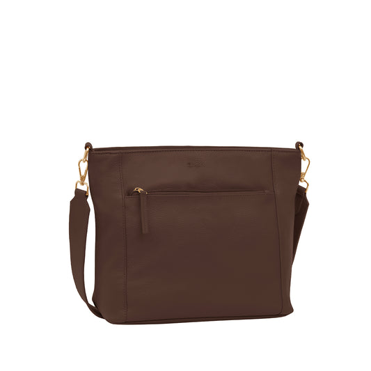 Omax Brown Soft Genuine Leather Top Handle Satchel Handbags & Shoulder Bags for Women LTHRL2