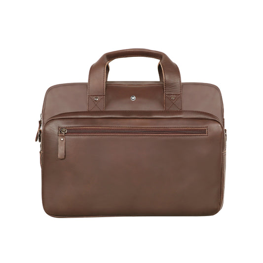 Omax Brown Genuine Hunter Leather Laptop Bag for Men and Women BR77