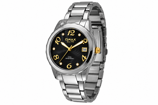 Omax Women's Black Dial Silver Stainless Steel Watch – Unique Design, Quartz | LS189