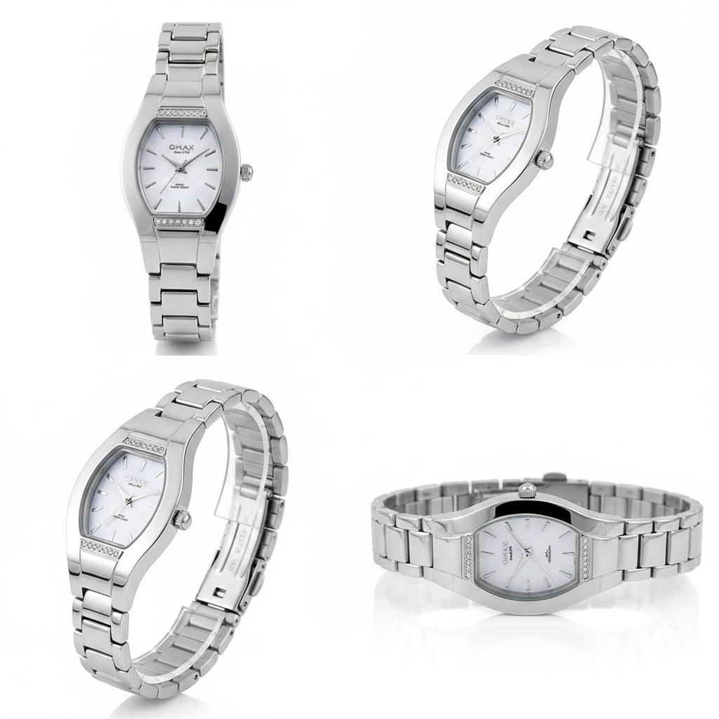 Omax Women's White Oval Dial Silver Stainless Steel Bracelet Watch – Analog, Quartz | LS198