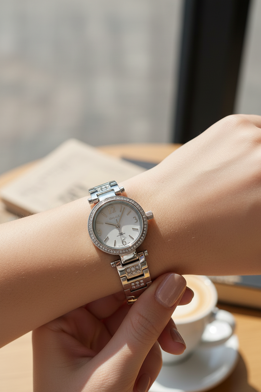 Omax Women's White Dial Silver Stainless Steel Chain Watch – Analog, Quartz | LS287