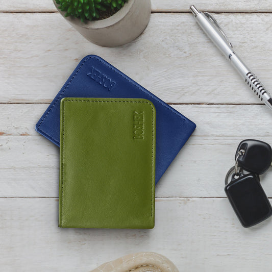 BOSHEK Green Leather Wallet Slim and Feather weight FW22