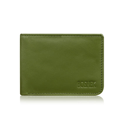 BOSHEK Green Super Slim Feather weight Leather Men's Wallet FW22