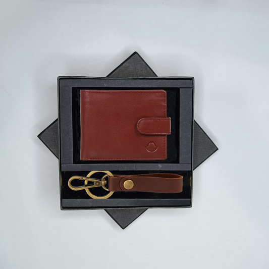 OMAX Genuine Leather Men's Wallet , Keychain Combo BCCOM03