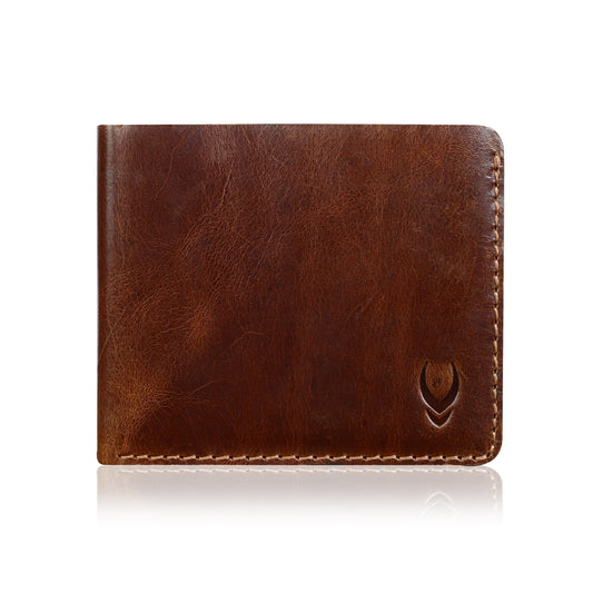 BOSHEK Brown Slim Antique Crunch Leather Wallet -FW246