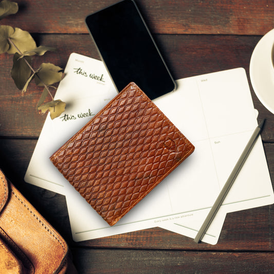 BOSHEK Tan Crunch Leather Wallet FW247