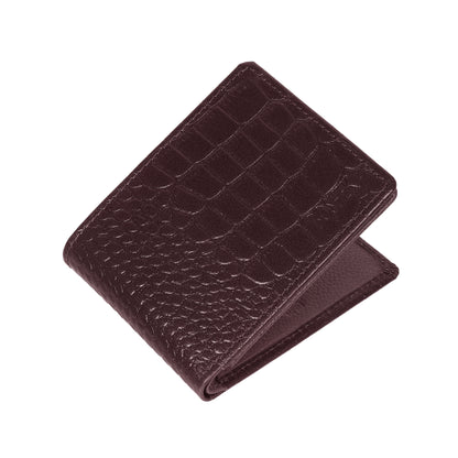 BOSHEK Brown Croco Effect Stylish Slim Geniune Leather Mens Wallet BW30