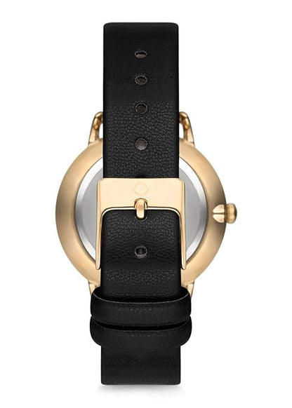 Omax Analog Gold Dial Black Leather Strap  Women Watch - PM001G12I