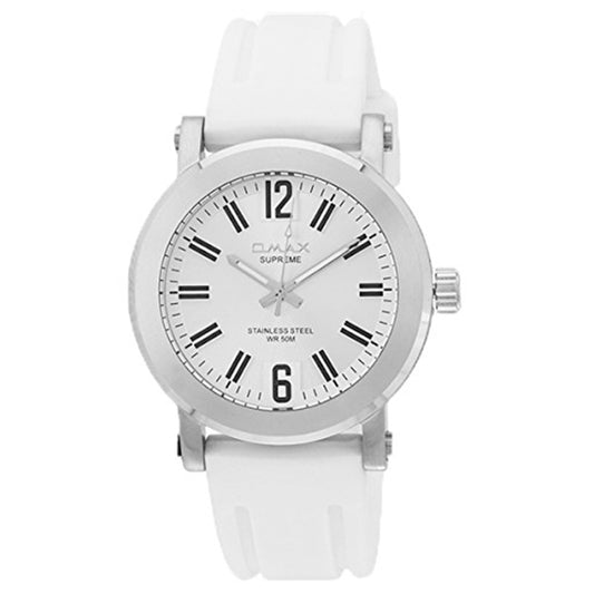 Omax White Dial White Silicone Medium Size Watch for Men  SS212