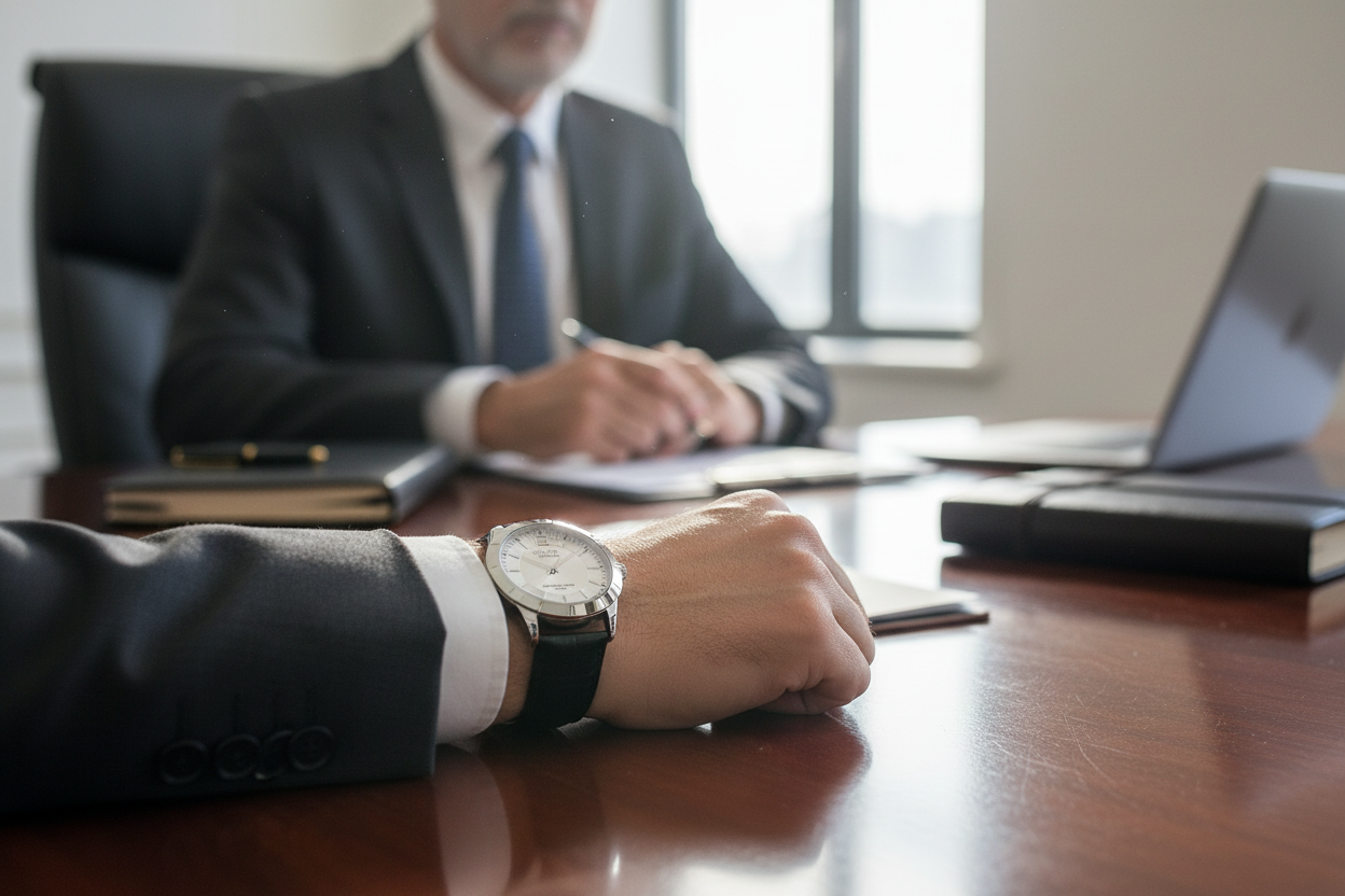 Omax Men's Silver Dial Silver Case Genuine Leather Strap Formal Watch – Analog | SS303