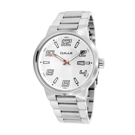 Omax Analog  White Dial Silver Stainless Steel Strap Watch  for Men SS307