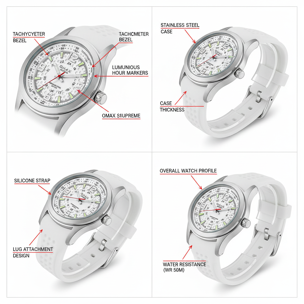 Omax Men's White Dial White Silicone Sporty Watch – Smart & Trendy, 44mm | SS368
