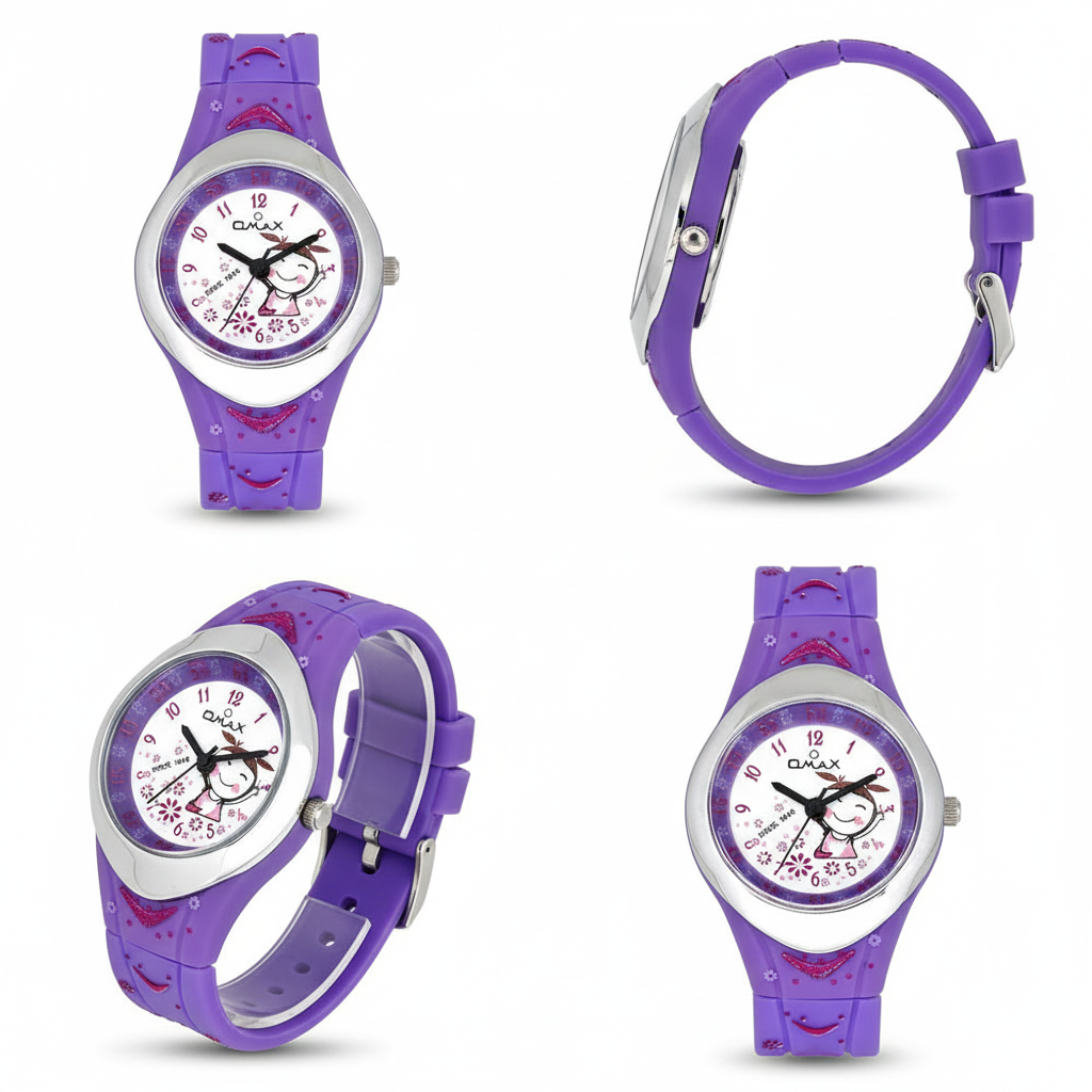 Omax Analog White Dial Kids Watch - KD117