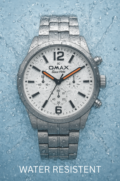 Omax Chronograph, Multifunction Display Stainless Steel Chain Watch for Men-GX35P36I