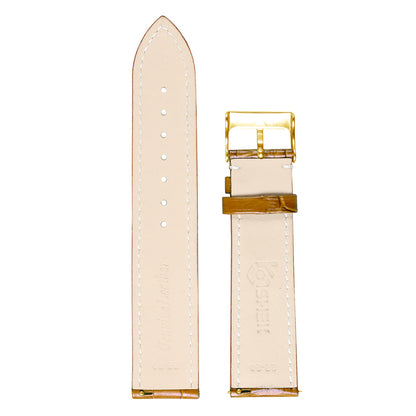 Omax Tan Croco Genuine Leather Watch Strap – Golden Buckle, Quick-Release | FS354