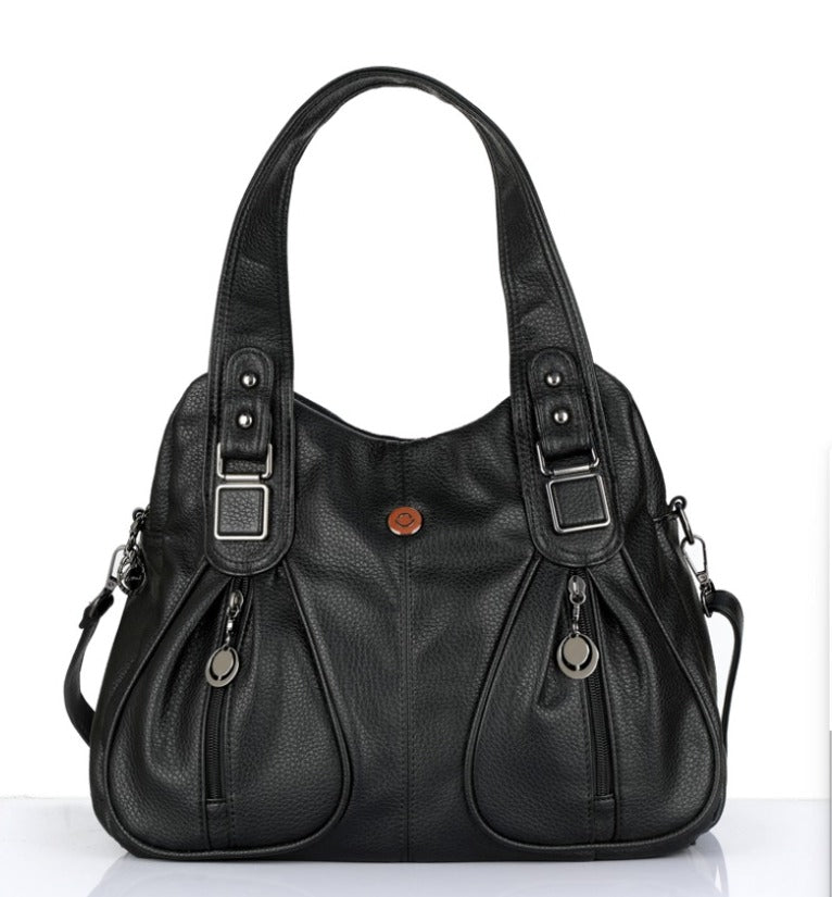 Black PU Leather Handbag for Women – OMAX OMB-401 Shoulder & Crossbody Bag - front view