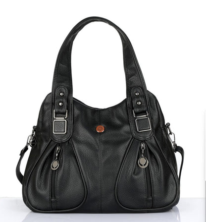 Black PU Leather Handbag for Women – OMAX OMB-401 Shoulder & Crossbody Bag - front view