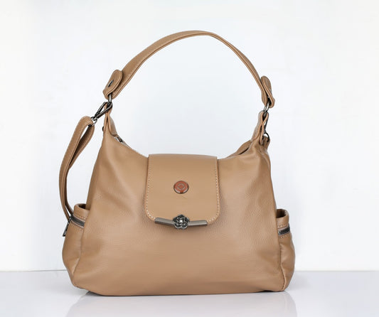 Tan Handbag for Women – OMAX H01 PU Leather Shoulder Bag for Daily & Party Use