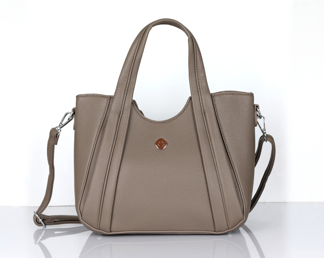 Taupe PU Leather Shoulder Bag for Women – Omax E02 Front View