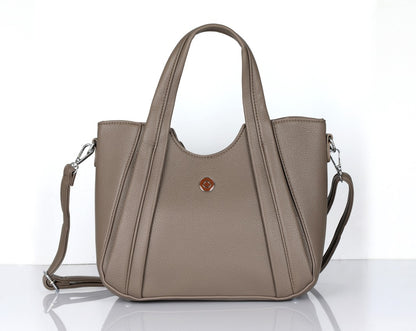 Taupe PU Leather Shoulder Bag for Women – Omax E02 Front View