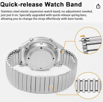 Omax 20mm Stainless Steel Watch Band Elastic Stretch Metal Watchbands,unisex-FMS121