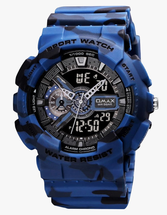 OMAX Analogue and Digital with Black Resin Fiber Case Strap Watch for Men and Women-DS91920P
