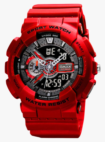 OMAX Analogue and Digital with Black Digital display , Green Resin Fiber Case Strap Watch for Men and Women-DS91920P