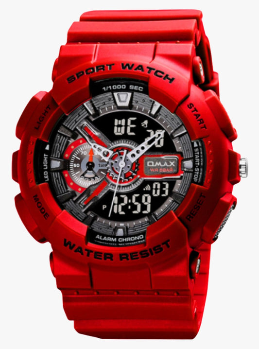 OMAX Analogue and Digital with Black Digital display , Green Resin Fiber Case Strap Watch for Men and Women-DS91920P