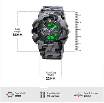 OMAX Analogue and Digital display Grey Black Resin Fiber Case Strap Watch for Men and Women-DS91920P_Grey