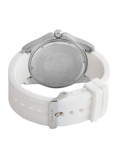 OMAX White Dial With White SiliconeStrap , Stainless Stail Watch For Men SS442