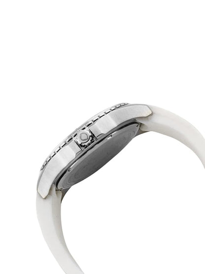 OMAX White Dial With White SiliconeStrap , Stainless Stail Watch For Men SS442