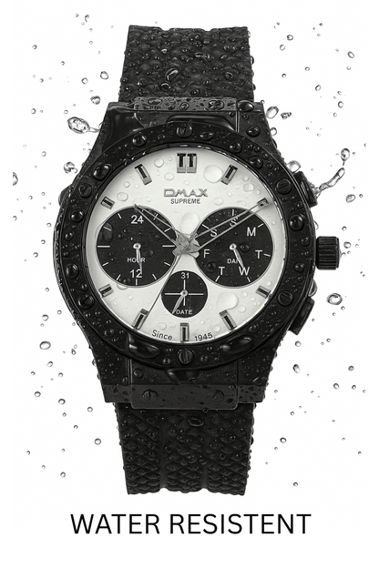 Omax White Dial Muiltifuction, Display with Black Long lasting Slicone Strap-SS616