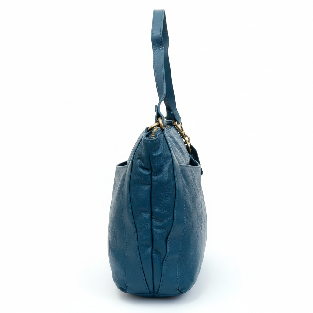 Blue Genuine Leather Handbag for Women – OMAX FL88 Embossed Shoulder Bag with Tassel - detail view 1