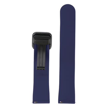 Omax 22 MM Blue Magnetic Folding Clasp Silicone Strap Smart Watch Replacement Band Universal Strap Compatible with All Brands Watch FSS10-BL-22-BK