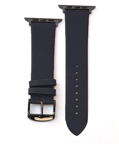 Boshek Blue Genuine Leather Watch Strap. Black Stainless Steel Buckle Self Changeable FS308-BU-42-B