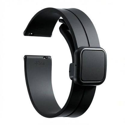 Omax 22 MM D Grey Magnetic Folding Clasp Silicone Strap Smart Watch Replacement Band Universal Strap Compatible with All Brands Watch FSS10-DGY-22-BK
